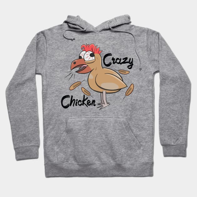 Crazy Shocked Farm Chicken Funny Cartoon White Hoodie by Dad n Son Designs